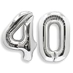 AULE – AULE Luftballon Zahl 40 Silber 40 Zoll Folienballon Helium 0