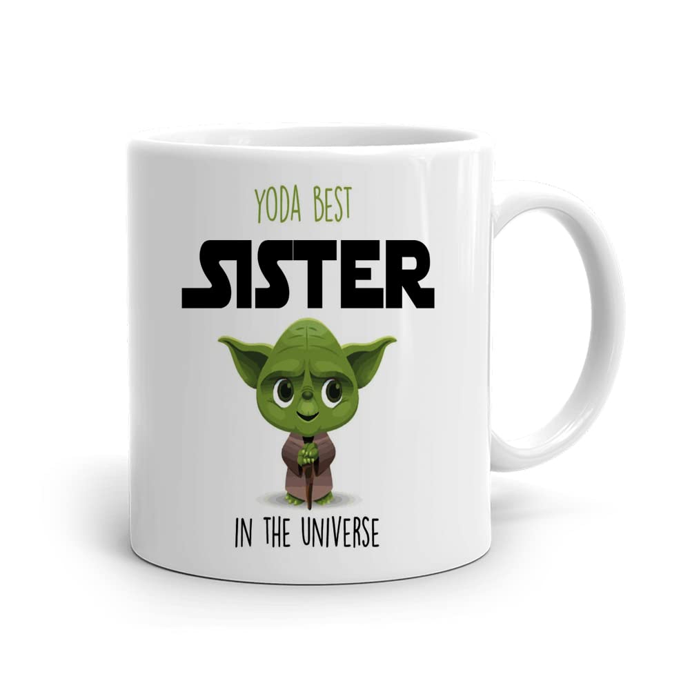Misaavi Yuda Best Sister in The Universe Funny Birthday Day 11oz/325ml Coffee Mug Christmas Gift for Cool Sista.