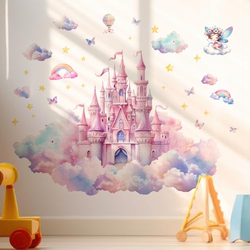 Image of JAAMSO ROYALS wondever Castle Wall Stickers Fairy Tale Peel and Stick Wall Art Decals for Girls Bedroom Living Room Baby Nursery (30 CM X 60 CM)