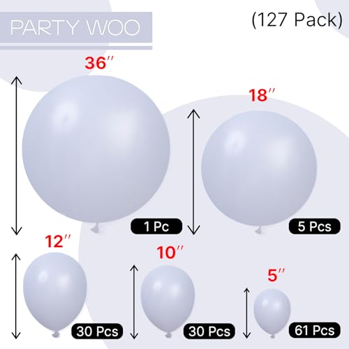 Image of PartyWoo Dusty Blue Balloons 127pcs Different Sizes Pack of 36 18 12 10 5 Inch Slate Blue Boho Neutral Balloon Arch Kit for Baby Shower Graduation Cat Tornado Birthday Party Decorations Blue-F51