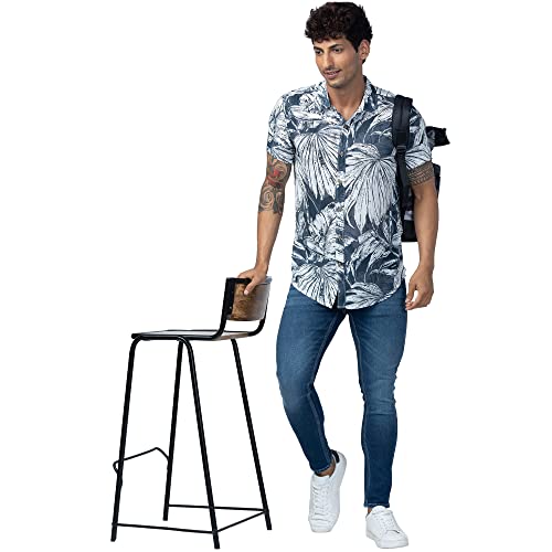 Image of Spykar Men's Slim Fit N /A Half Sleeve Printed Casual Shirts