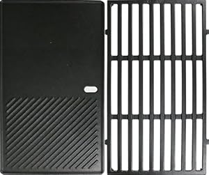 44.5 x 30.3cm Grill Grate Griddle for Weber Spirit I & II E/S-310/320/330, Spirit 700/900 Series, SmokeFire EX4/EX6-2 In 1 Cast Iron Cooking Grate for Weber 7638, 7639, 7525, 7527 with Front Knobs