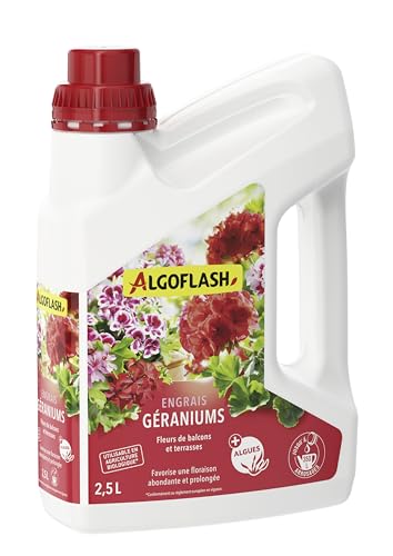 Algoflash Engrais Liquide Géraniums et Toutes Fleurs de Balcon, Utilisable en Agriculture Biologique - 2,5 L, Marron