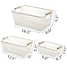 Noamus 3 Pack Metal Mesh Baskets with Wood Handle, Iron Storage Organizer Basket, Cream White Wire Countertop Baskets for Organizing, Cabinet Pantry Closet Bedroom Kitchen(3 Size)