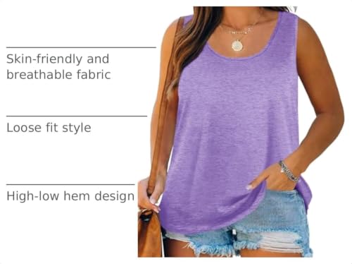Image of Plus Size Tank Tops for Women Summer Sleeveless Tops Loose Fit Tunic Tanks