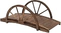 BAIVAKON 3.3ft Wooden Garden Bridge Arc Footbridge with Half-Wheel Style Railings & Solid Fir Construction, Stained Wood Outdoor & Patio Furniture