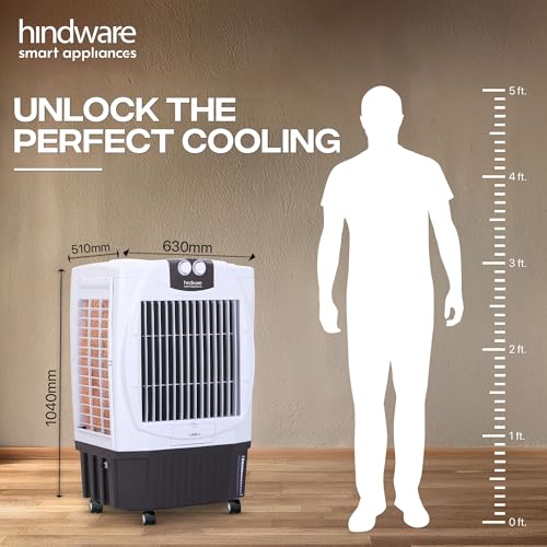 Image of Hindware Smart Appliances 50 L Desert Air Cooler With Woodwool Cooling Pads, Inverter Compatible (White, Brown, CALISTO)