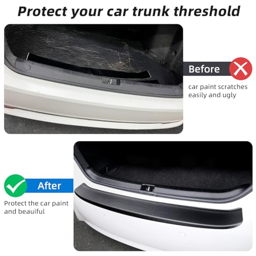 Image of Bumper Guard for SUV, Carbon Fiber Trunk Protector | 35.4 inchx3.15 inch Anti-Scratch. No residue, no curling, UV /water-proof, easy clean, fits most SUVs /trucks. Measure before order.