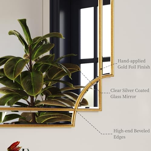 Kelly Miller Gold Bathroom Mirror for Wall, 24"x36" Large Decorative Mirror Gold Wall Mirror Vanity Mirror Beveled Wall Decor for Master Bath Half Bath Living Room Bedroom Fireplace Mantle Entryway by Kelly Miller - Image 6