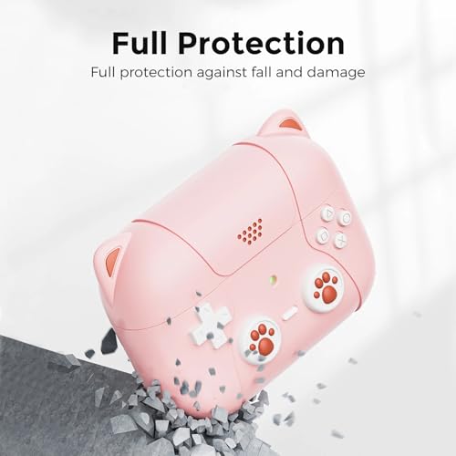 Image of Cute Cat Silicone Case Cover for Apple Airpods Pro 3 (2025), Game Console with Carabiner (Baby Pink, Cat)