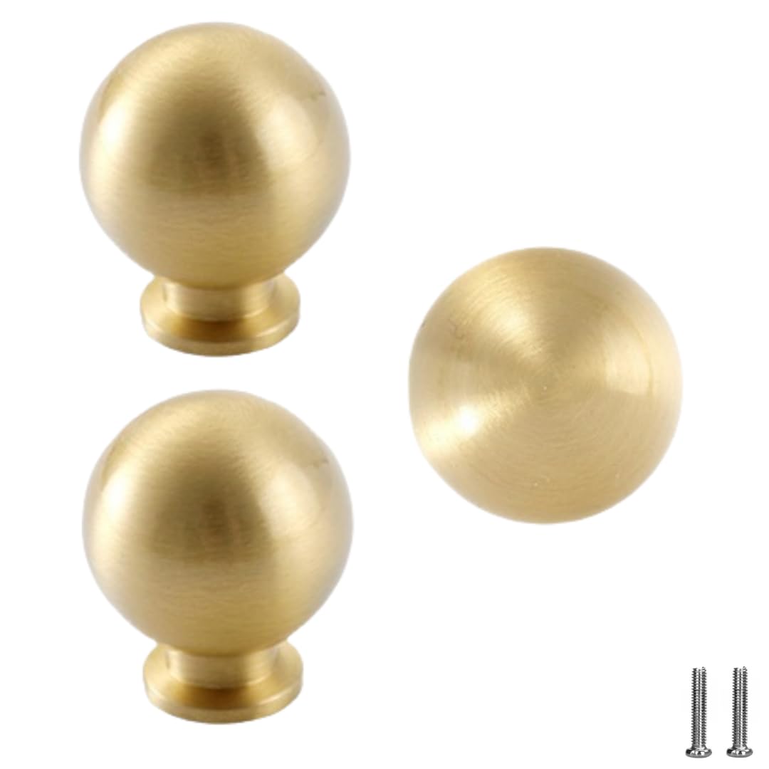 Kjdxfhfh Ball (Large) Drawer Handles, Drawer Handles 2Pcs Brass Bedside Table Wardrobe Handle(Ball (Large))