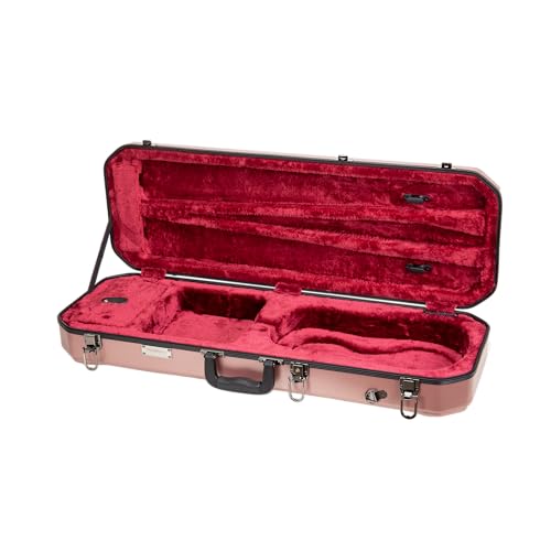 Image of Crossrock Oblong Case fits 4 /4 Full-Size Violin, Includes Interior Compartment, 2 Bow Holders, Security Lock, and Detachable Straps-Rose Gold (CRA860VFRG-R)