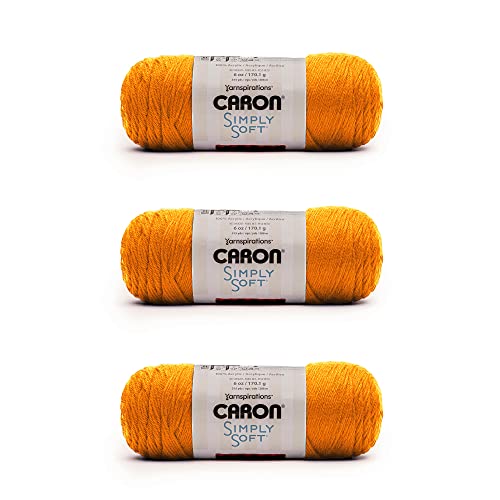 Image of Caron Simply Soft Mango Brites Yarn - 3 Pack of 170g /6oz - Acrylic - 4 Medium (Worsted) - 315 Yards - Knitting /Crochet