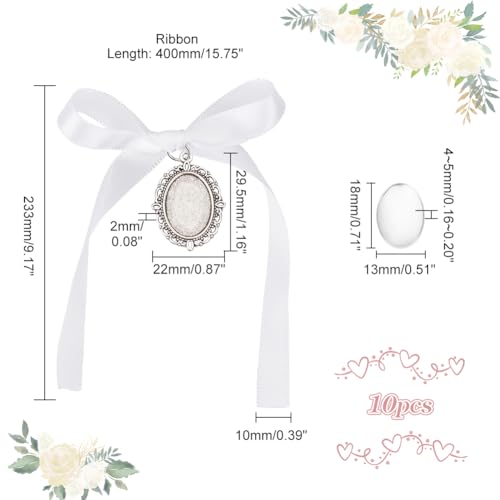PH PandaHall 10 Piece Oval Bridal Angel Wedding Memorial Photo Charm with Satin Ribbon and Glass Beads - Image 2