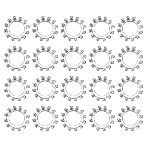 uxcell 20Pcs 3/8 External Tooth Lock Washer, 304 Stainless Steel Multi-Tooth Star Washer Locking Fastener, Silver Tone