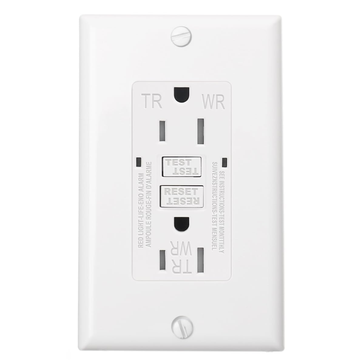 Baomain GFCI Outlet Socket 15 Amp 120 VAC 60 Hz Weatherproof Ground Error Circuit Breaker GFI UL&CUL listed White-image-43