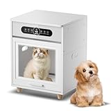 UNICOO® 3-in-1 Automatic Pet Drying Box, Grooming Dryer, Multifunction Ozone Freshener, Pet House, Storage Box, Ultra Quiet 360° Drying, Smart Temp Control, 58L for Cats & Dogs (White)