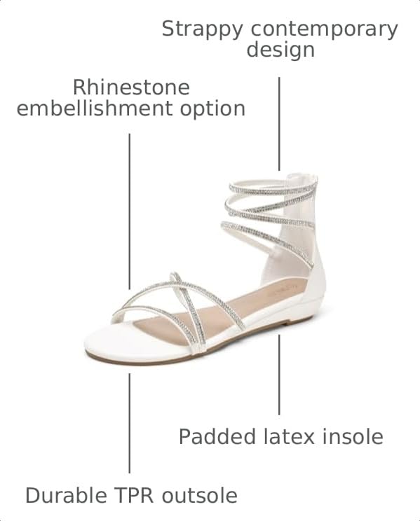 Image of DREAM PAIRS Women's Ankle Strap Flat Sandals Summer Dressy Strappy Gladiator Rhinestones Sandals