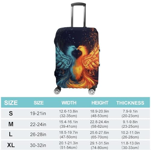 Luggage Cover for Travel Fire And Water Phoenix Fashion Luggage Covers Washable Stretch Suitcases Protector Fits 19-32 Inch Luggage XL2