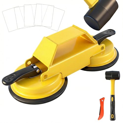 Floor Gap Fixer Tool Heavy Duty 45°Striking Surface Floor Gap Repair Tool Made of Iron & Enhanced Suction Cup with Slot Cutter, Hammer and 5pcs Sticky Pads for Fixer Laminate/Vinyl Flooring Tools