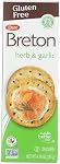 Breton Gluten-Free Herb and Garlic Crackers - Light, Crispy, Plant-Based, For Snacking, Dips, Cheese and Spreads, Peanut Free, 135g