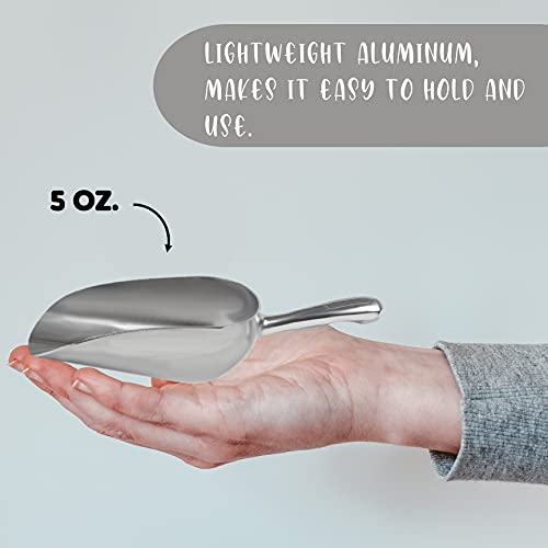 Cast Aluminum Utility Scoop, 5-Ounce - Round Bottom, Small Ice Scoop For Multi-Purpose Use, With Finger Groove Handle (Hand Wash Only) 5 Oz. #TOP5