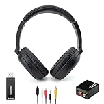 Cuffie TV Senza Fili con Trasmettitore USB per Anziani, Bluetooth Cuffie Over-Ear, Batteria 30 Ore, Archetto Retrattile Ultra Leggero Cuffie Senza Fili, Supporto Uscita Audio Coassiale Ottica RCA USB