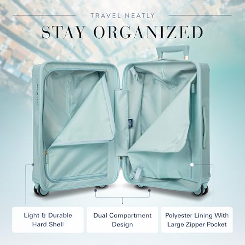 Image of Bric's Positano Spinner - Expandable Luxury Checked Luggage With Spinner Wheels - Lightweight Suitcases Made From Durable Polycarbonate - Protector Cover Included - 30 Inch, Light Blue