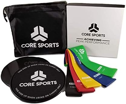 Core Sliders and Resistance Bands, 2 Gliding Discs, 5 Resistance Loop Bands, Strengthen Core, Legs, Glutes, Ab Workout, Portable Gym, Lightweight, Low-Impact