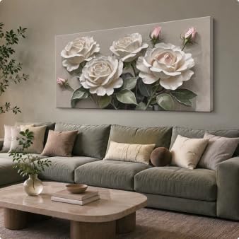 Pink White Floral Wall Art For Living Room Modern Home Wall Decor 20"40"