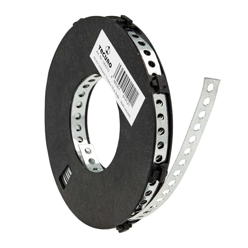tecuro Lochband 12 mm x 10 m Rolle, Materialstärke 0,6 mm, Lochmaß Ø 5 mm - Stahl verzinkt - LBVZ12