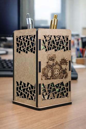 Image of Jujutsu Kaisen Wooden Pen Stand | Anime Pencil Holder for Study Table | Jujutsu Kaisen Desk Accessories