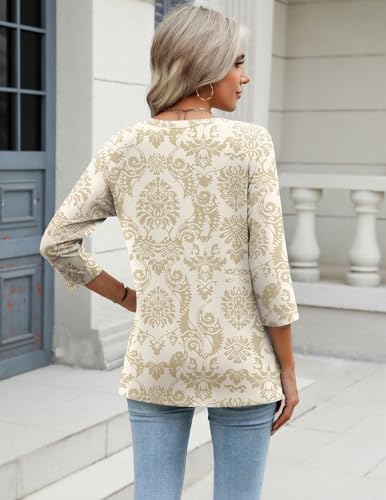Image of Zeagoo 3 /4 Length Sleeve Womens Tops Casual V Neck Shirts Soft Basic Tees
