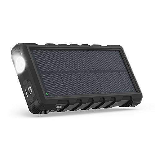 RAVPOWER Pacco Batteria ad Energia Solare da 25000mAh con Torcia
