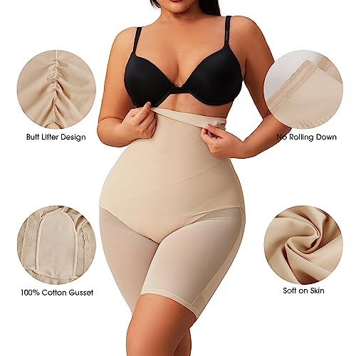 Movwin Tummy Control Body Shaper Shorts - High Waist Thigh Slimmer Panties Shapewear Black #TOP2