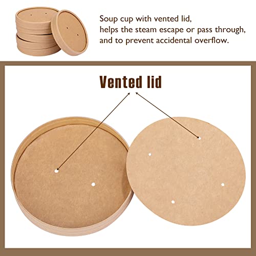 Image of Wuadua 25 Pack 16 oz Ice Cream Containers Paper Food Containers with Lids | Paper Dessert Cups with Lids Disposable Soup Cups Microwavable and Freezer Safe To Go Bowls with Lids for Hot, Soup Ice Cream