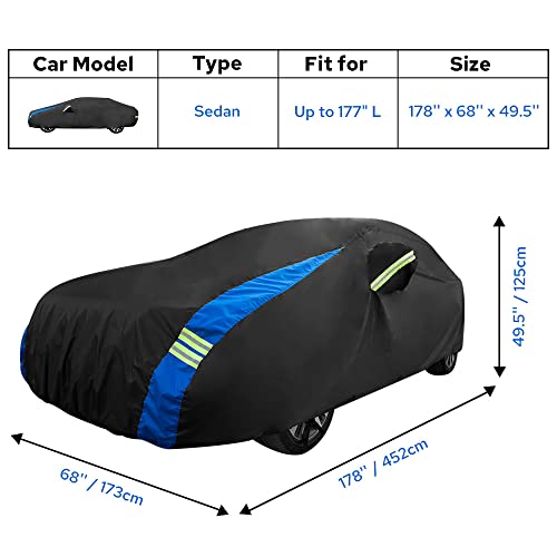 Image of Avecrew Car Cover Waterproof All Weather for Automobiles, Outdoor Heavy Duty Full Exterior Covers for Sedans Up to 178 inch L