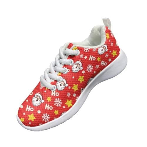 Kids Christmas Sneaker Cozy Anti-Slip Lightweight Tennis Shoes for Litter Kids Breathable Lace-Up Running Shoes for Big Kid US 11.5-34
