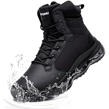 Backpacking Boots Military Tactical Men 6 Inches Waterproof Lightweight Backpacking Trekking Non-Slip Boots Side-Zip Durable Work Hiking Shoes Cushion Support