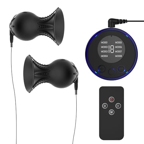 Qcpuuu Suceurs de Tétons, Ventouse pour Tétons à Stimulation Électrique avec 8 Modes Et 19 Intensités, Fonction de Télécommande, Electrostimulation Sexuel, Jouet Sexuelle Adulte Hard