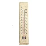 INDOOR - OUTDOOR THERMOMETER WOODEN VERTICAL With Fahrenheit And Celsius Scales