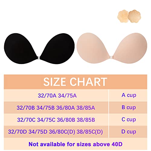 Awant Adhesive Bra Strapless Sticky Bra Backless Adhesive Invisible Silicone Push Up Lift Bras For Women With Lace Nipple Covers Sticky Boobs For Backless Dress (A, Beige+Black) #TOP6