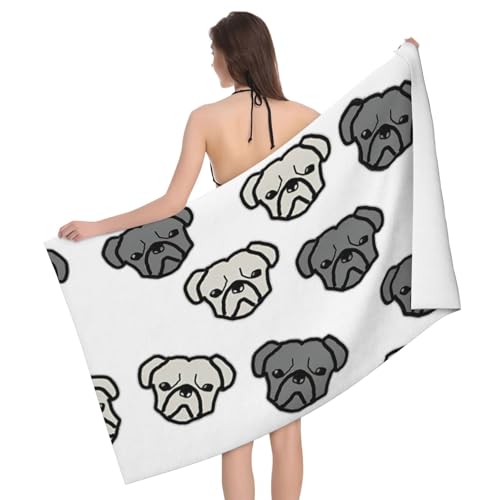 Serviette de bain microfibre bouledogue américain 81x132 cm pour douche - 2