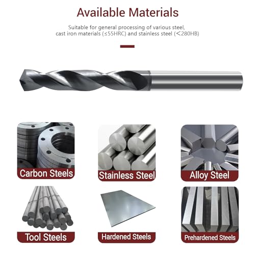 Image of 3 /8 Tungsten Solid Carbide Drill Bit for Hardened Steel Stainless Steel Hot Working Steel Metal CNC Carbide Twist Drill Bits 135 Point Angle