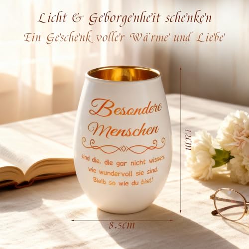 Belillpipi Geschenke für Frauen, Windlicht aus Glas, Teelichthalter mit Gravur Dankeschön Geschenke für Kollegen Studenten Weihnachten Geburtstag Windlicht Freundin