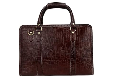 Image of HYATT Leather Accessories 16 Inch Full Grain Natural Leather Laptop Messenger & Shoulder Bags For Men 24 Litres Capacity Upto16 inch Laptop Compartment Dimension-L-16 X H-12 X W-4 Inch Weight-1 KG