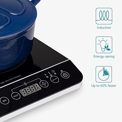 Navaris Single Portable Induction Cooktop - 1 Burner Countertop Stove - 1800W Electric Kitchen Glass Top Hot Plate For Cooking 13.9" X 11.4" X 2.5" #TOP5