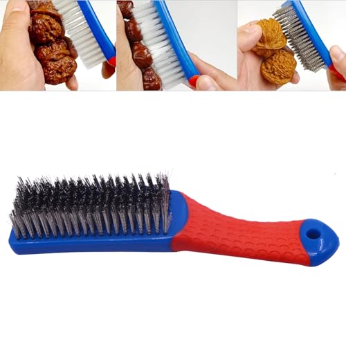 Image of RUIAN 2 Pack Wire Brush, Stainless Steel Scrub Brush with Rubber Covered Handle for Metal Surface Cleaning.