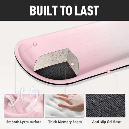 Image of Gimars Upgrade Enlarge Silky Gel Memory Foam Keyboard Wrist Rest, Wrist Rest for Computer Keyboard, Ergonomic Mouse pad Rests for Typing Pain Relief, Wrist Support for Office, Gaming, Pink Gradient