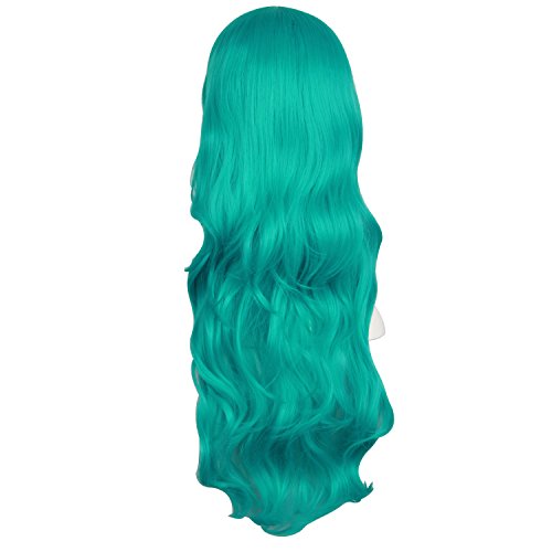Mapofbeauty 24 Inch/60Cm Charming Synthetic Fiber Long Wavy Hair Wig Women's Party Full Wig (Dark Teal Green) #TOP3